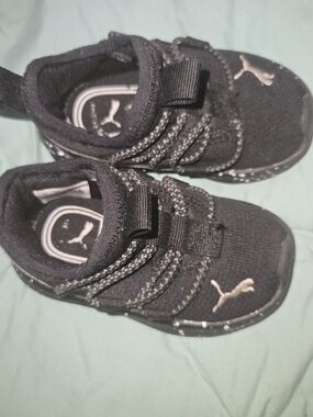 Puma Kids Black and White Slip-On Knit Sneakers